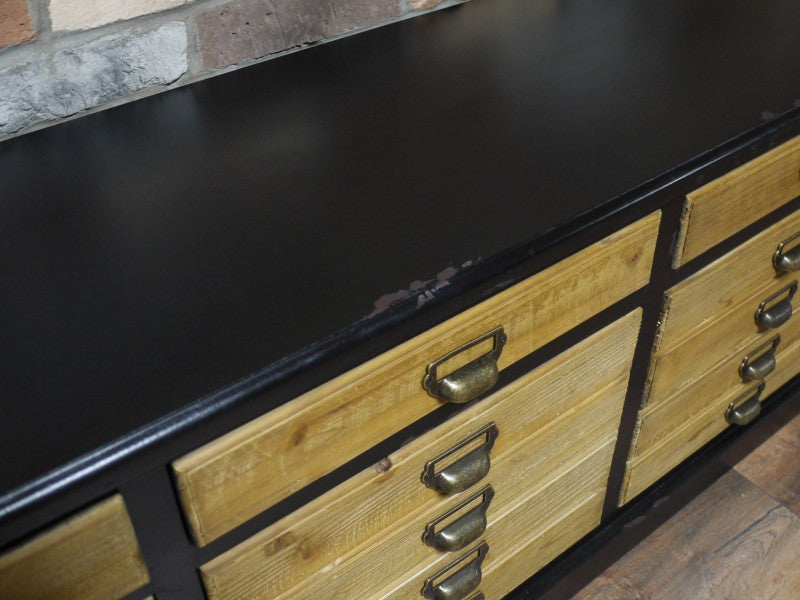 Low Industrial 9 drawer  cabinet / sideboard