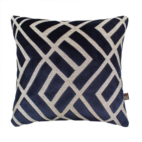 Scatterbox Senna Navy velvet and linen cushion