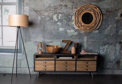 Urban Vintage Sideboard 9 drawer 3 shelf ex display Instore CLEARANCE offer . View and pay instore