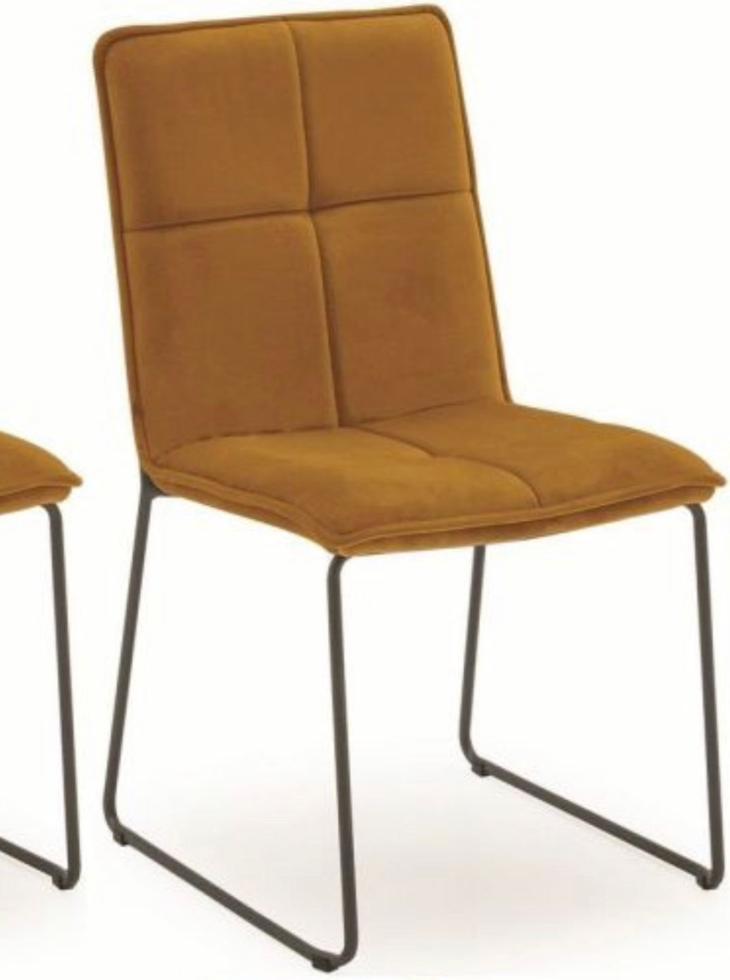 Soren velvet contemporary CLEARANCE mustard dining chair  set of 4 for collection only