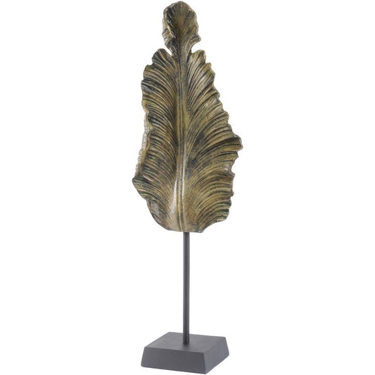 Rialto Antiqued Green Gold Leaf Sculpture