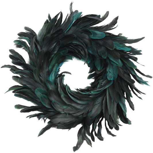 Teal feather wreath