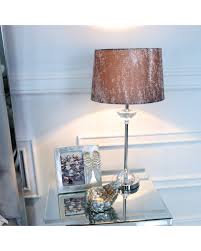 Value 54.5cm Metal And Glass Table Lamp With Pink Velvet Shade