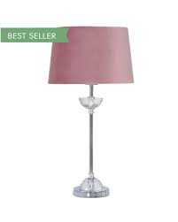 Value 54.5cm Metal And Glass Table Lamp With Pink Velvet Shade