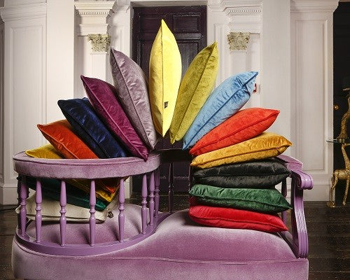 Bellini Velour Plain Velvet feather filled cushions in 58cm