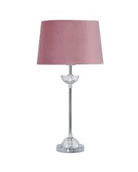 Value 54.5cm Metal And Glass Table Lamp With Pink Velvet Shade