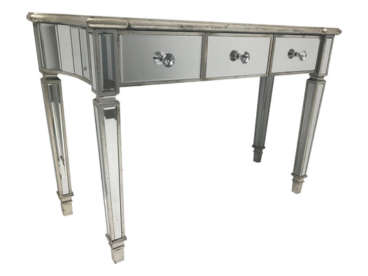 Mirrored Console large Table with 3 Drawers and  Silver Finish trim SALE