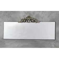 Wide Frameless Overmantle With Metallic Crest Detail