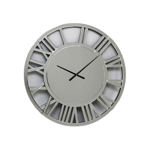 Large Mirror clock round with Roman numerals 80 cm click n collect