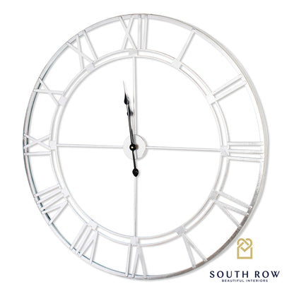 Alana 90 cm skeleton clock in silver Click N Collect Clearance offer