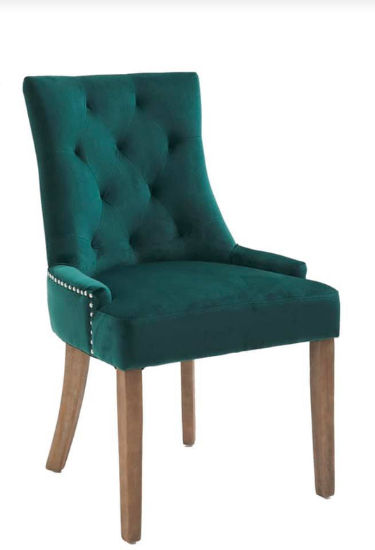 Sandy velvet dining chair in GREEN click n collect  1 only