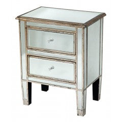 Luxury Vintage Venezia Antique Silver R9 Venetian Bedside Cabinet 2 Drawers WAREHOUSE CLEARANCE