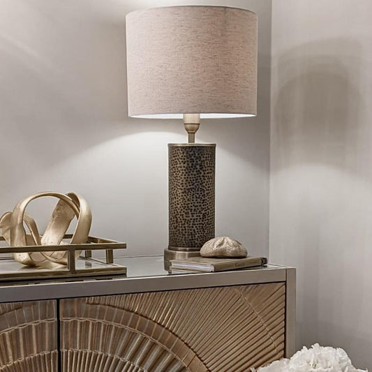 Indara table lamp hammered bronze with shade Instore purchase only