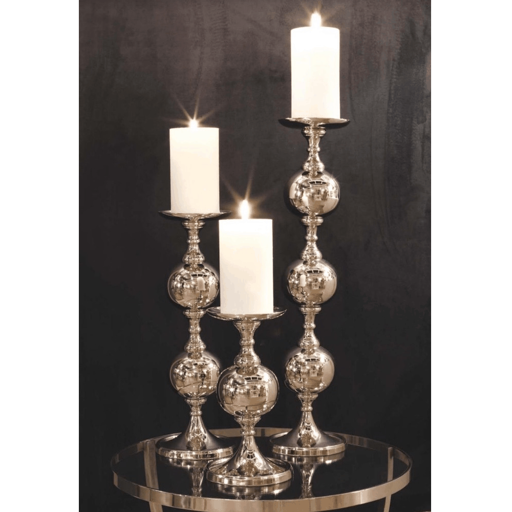 Large  silver ball candle holder