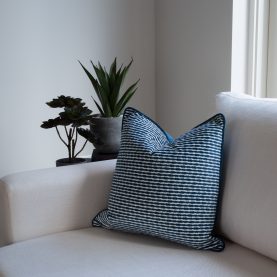 Stripe Navy  Cushion Velvet