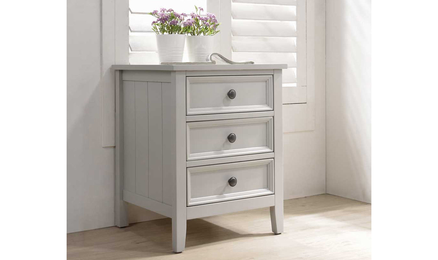 Milan 3 drawer bedside cabinet in clay grey colour