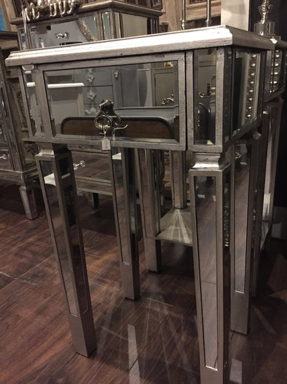 Bedside mirrored cabinet 1 drawer. REDUCED TO CLEAR  half price last one for collection only