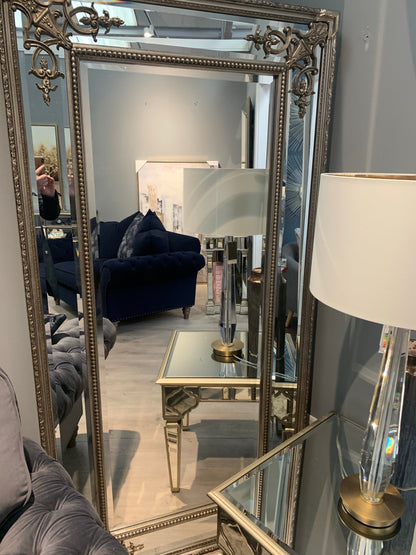 Large Silver mirror with regal decal large  rectangle Instore purchase only