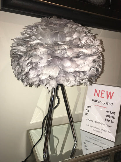 Brass  lamp white Goose Feather SOLD AS SEEN