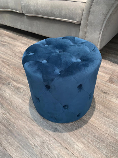 Chesterfield small footstool navy click n collect
