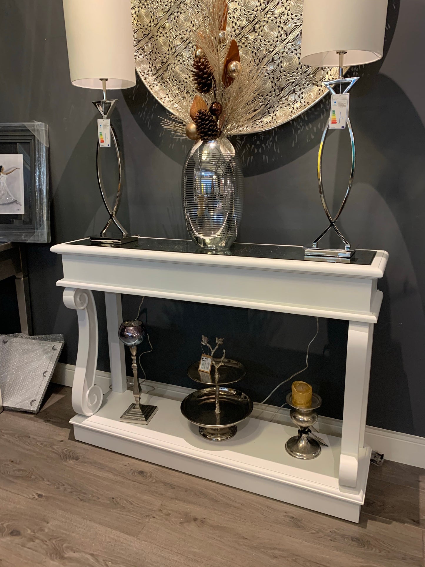 Verona console table with antiqued mirrored top