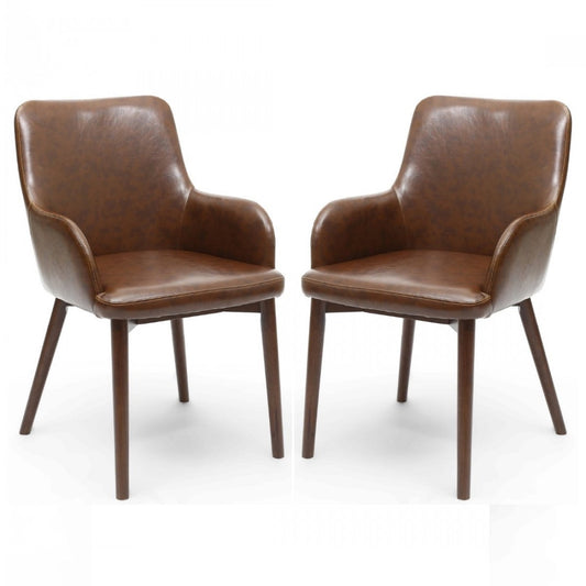 Set of Sidcup tan leather chairs  Half price click n collect
