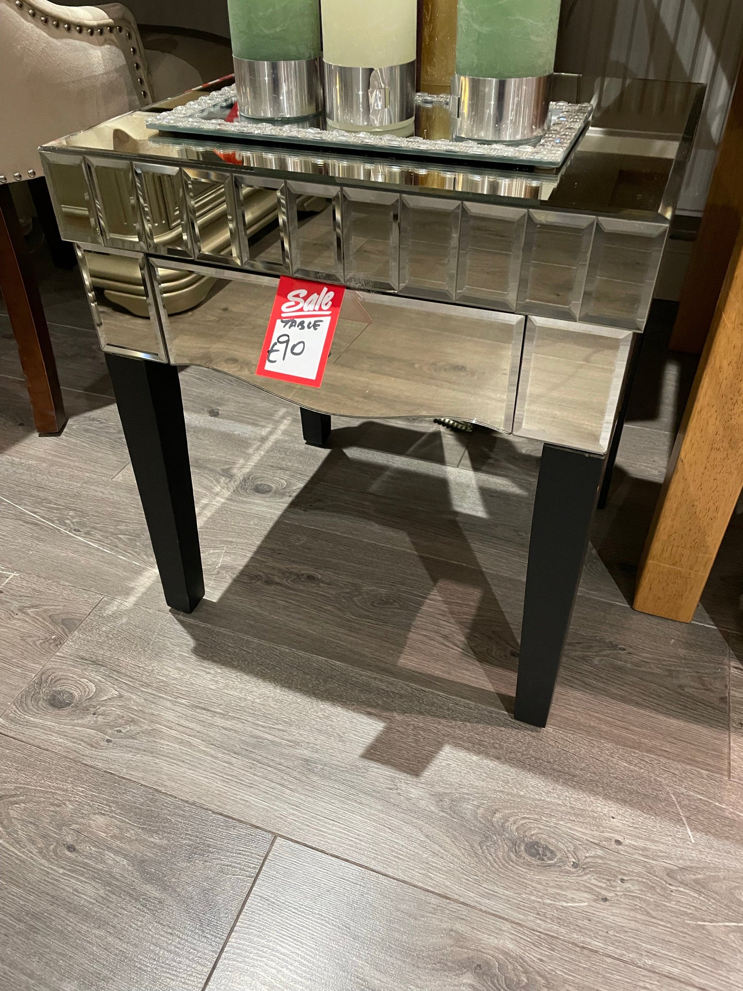 Clavier side table mirrored sold as seen. unwrapped as ex display . View and pay Instore only