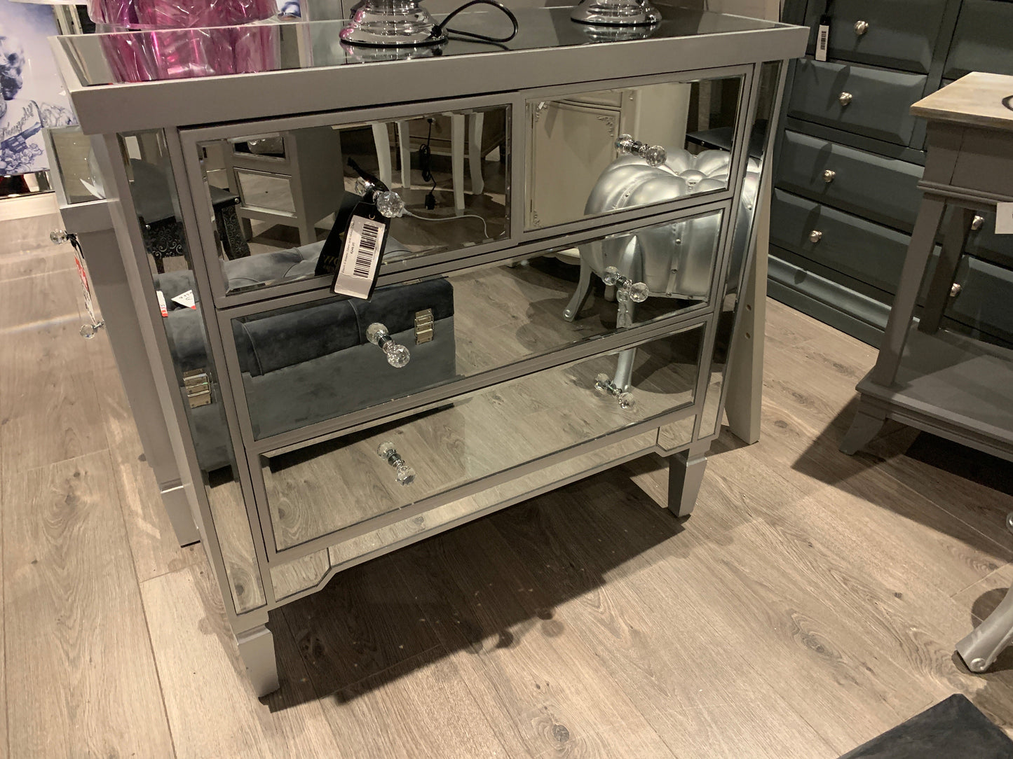 Vision mirrored chest with SILVER trim available to order in our store