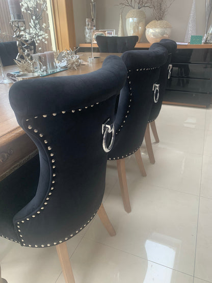 Studio 54 Rocha dining chair black  velvet with knocker,collection only, set of 3 for €270 was 800