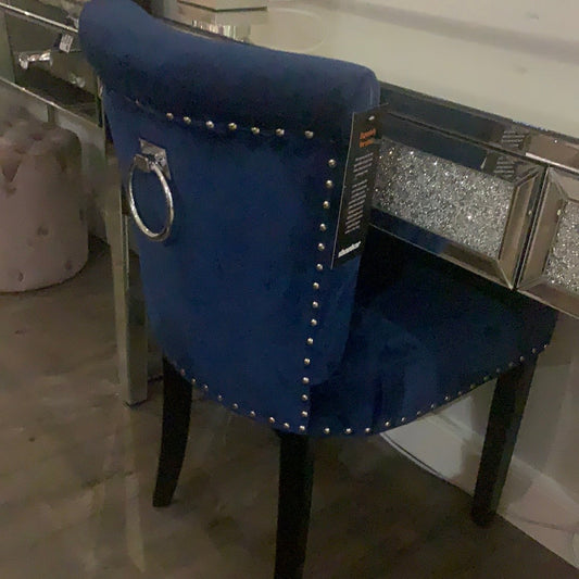 Sandringham  knocker  ring back chair Ocean Blue Half price click n collect