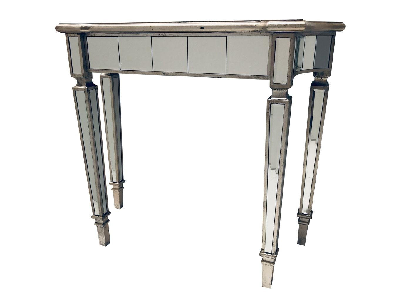 AVA Stunning  Slim compact  designer mirrored  console table  silver trim 125 last one REDUCED