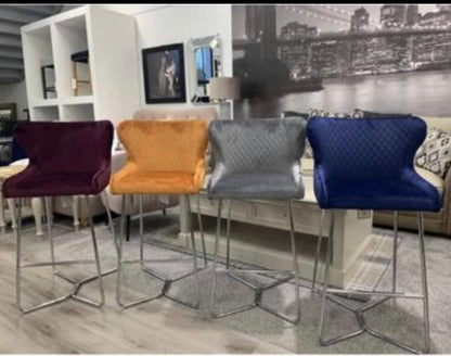 Signature velvet Bar Stools  with metal leg for collection only