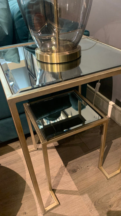 Antiqued gold champagne October  2 tier side  table with shelf  clearance for collection only