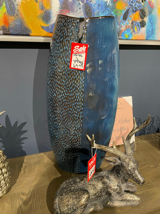 Large midnight blue and black vase clearance instore