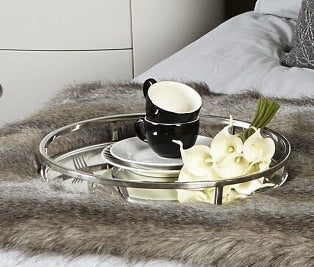 Round Nickel Mirror Tray 30cm click n collect
