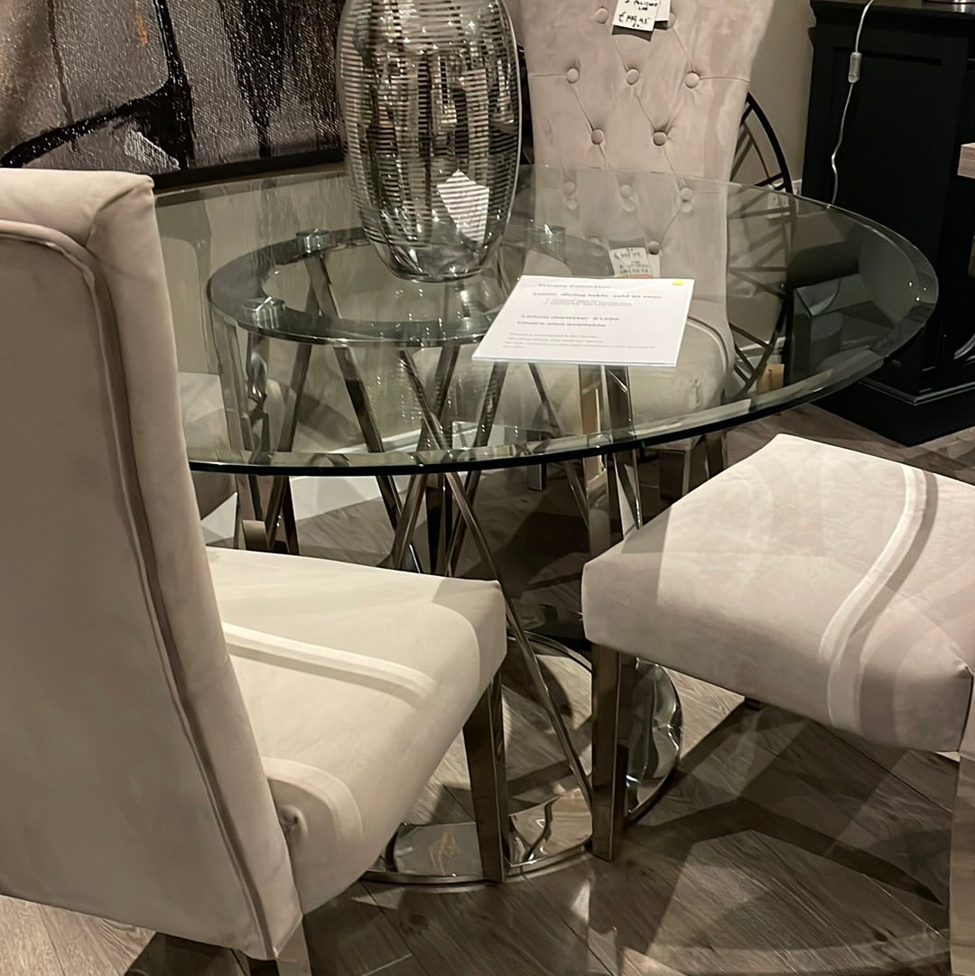 Linton stainless steel and glass Dining  table  HALF PRICE last one view Instore