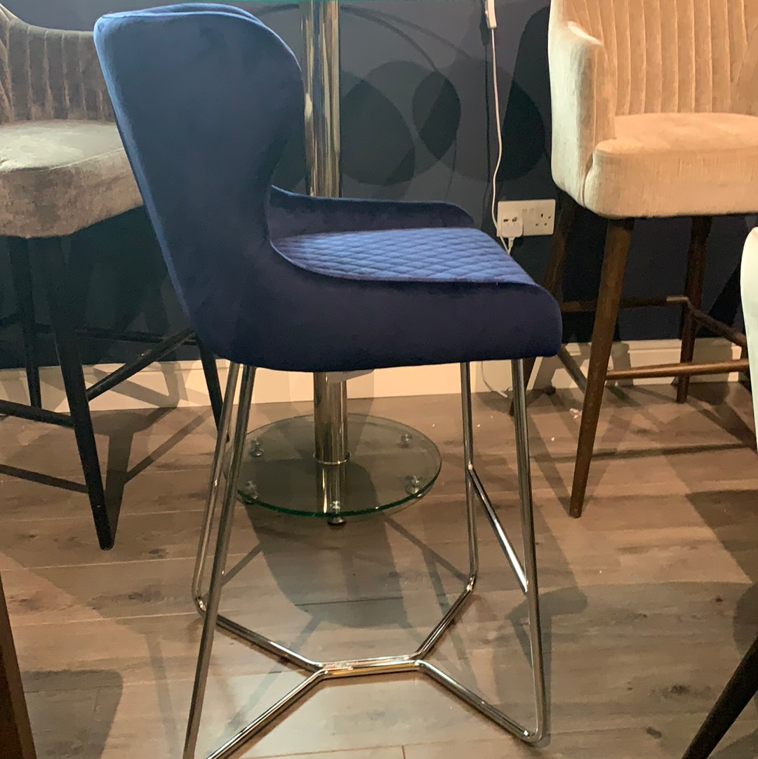 Bar Stool Navy  by Signature with Chrome Leg for collection only last one HALF PRICE or less