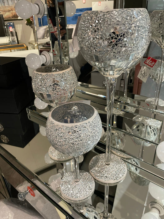 Mosaic Set of 3 glass candle holders available Instore only sold out