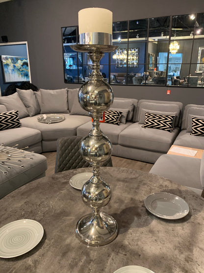 Large  silver ball candle holder