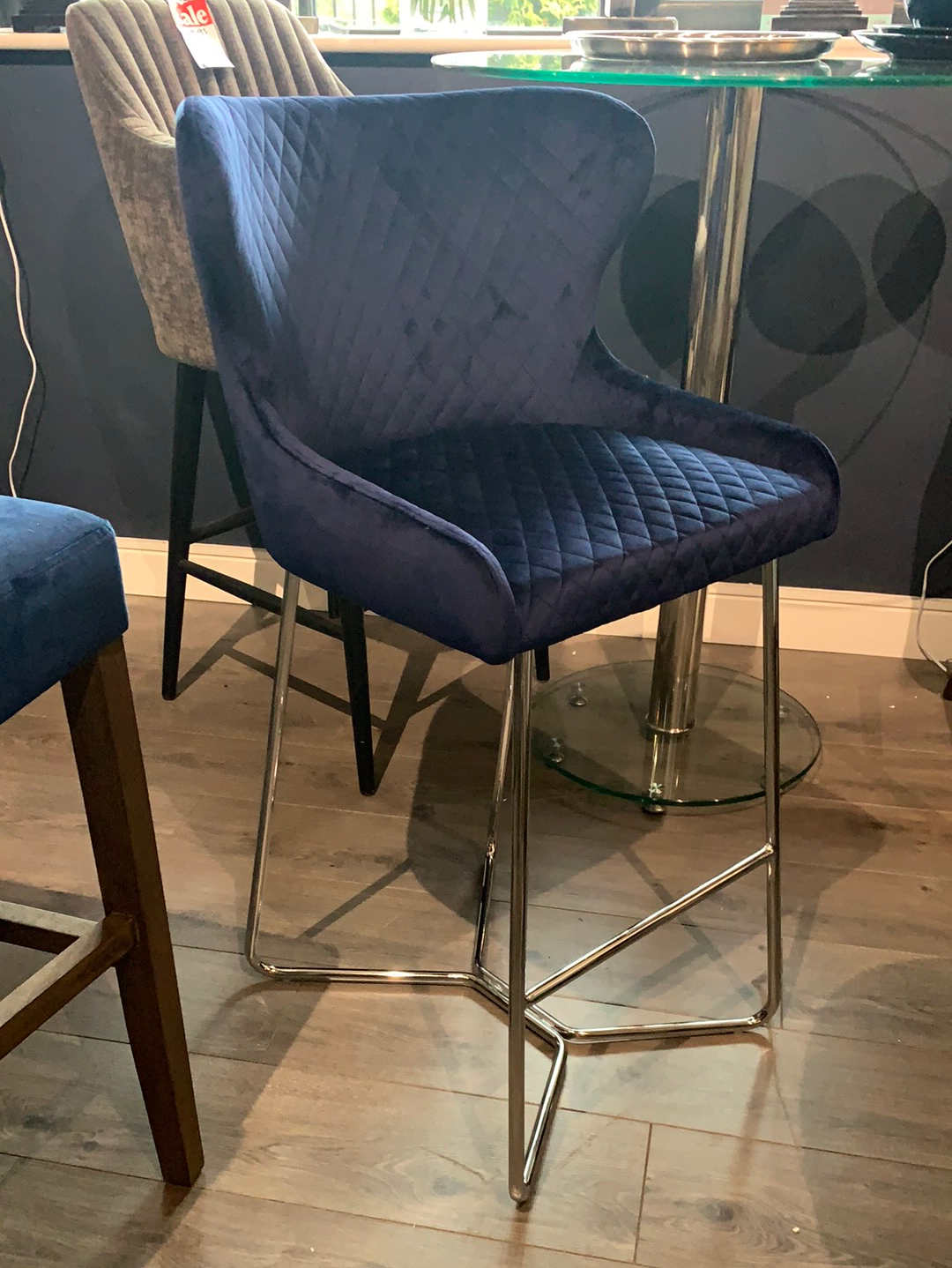 Bar Stool Navy  by Signature with Chrome Leg for collection only last one HALF PRICE or less