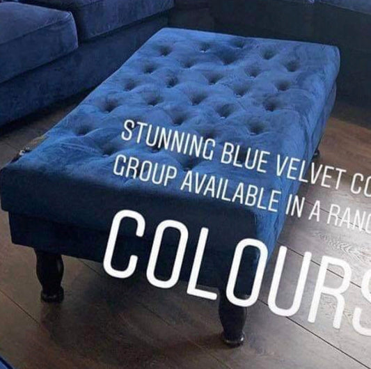 Romance Colorado footstool in navy velvet