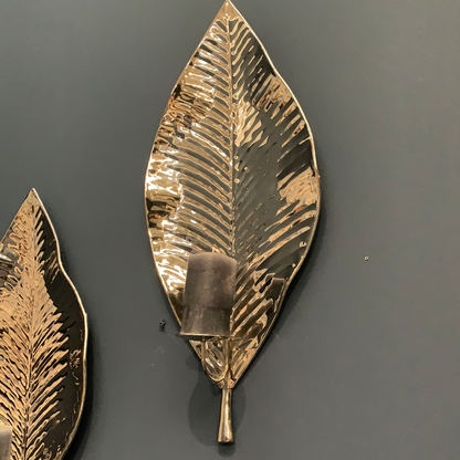 Leaf Wall Sconce Candle Holder Chrome. one only pick up instore NO RETURN as clearance
