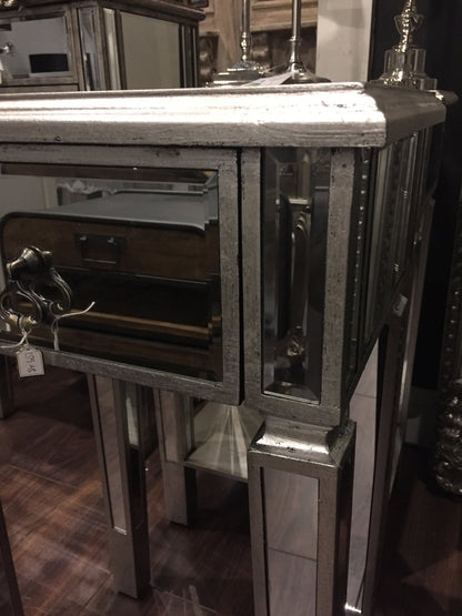 Bedside mirrored cabinet 1 drawer. REDUCED TO CLEAR  half price last one for collection only