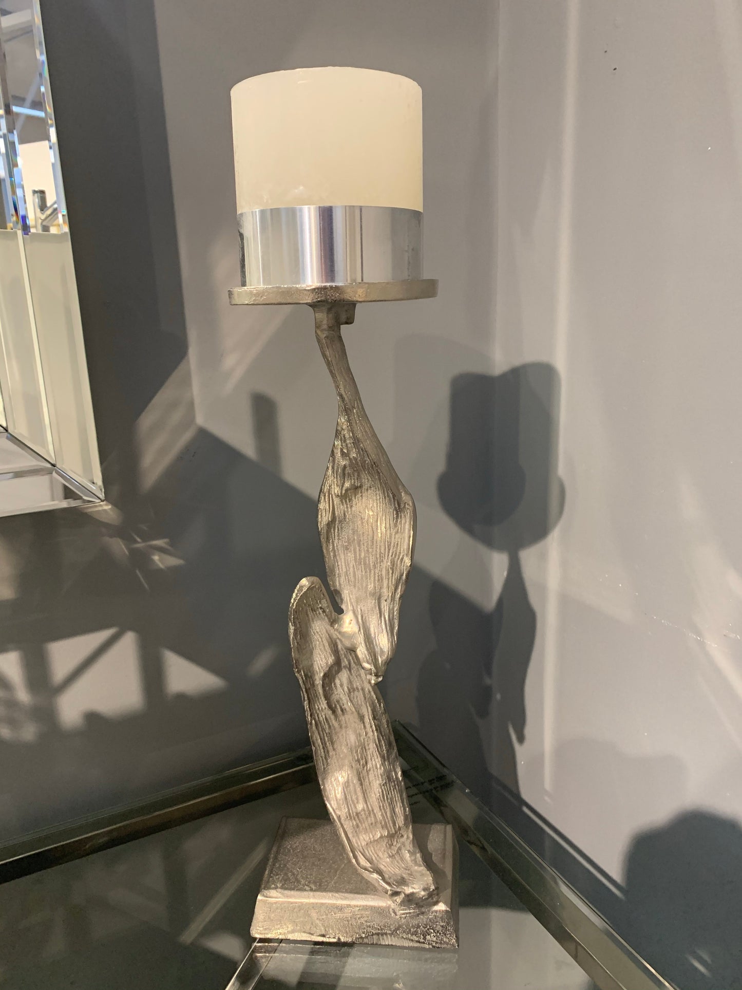 Silver  Leaf candle holder