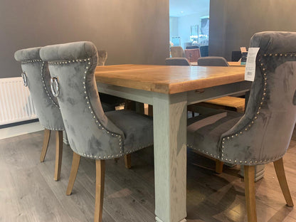 Daniel Weathered Oak Extending table with Elephant breath base ex display