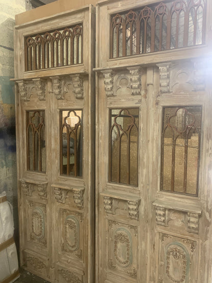 Pair of Large Rustic Mirror Door mirrors sold as seen