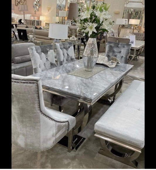 Arianna grey Marble Dining Table 1.8m unwrapped ex display clearance deal  purchase in store only