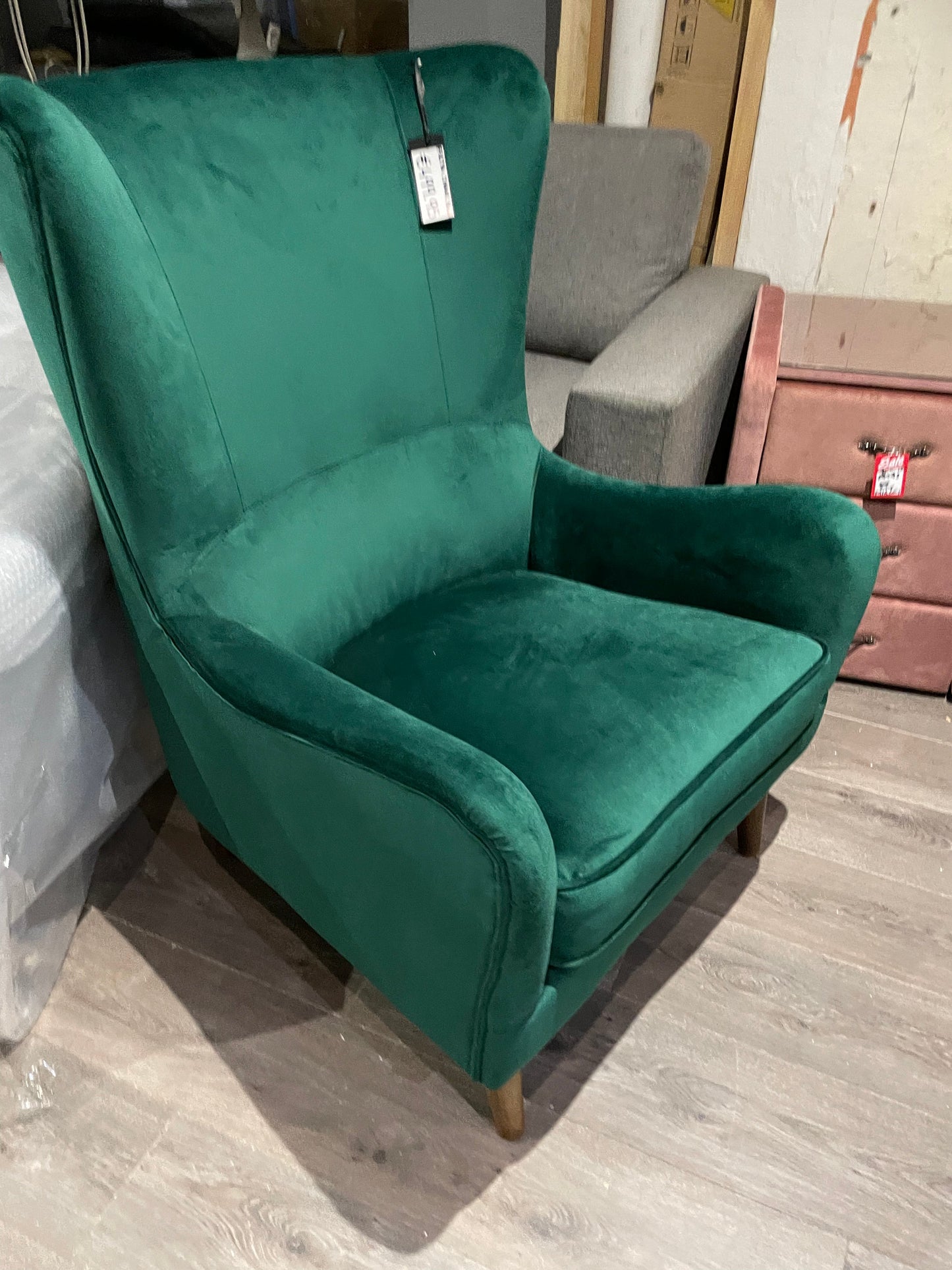 Freya wing back occasional wing armchair in green clearance offer