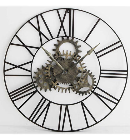 Rimini large 90cm  black clock with gear profile . for collection no exchange pay Instore