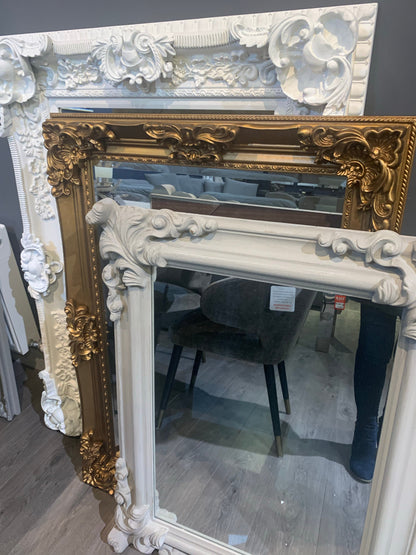 Taupe French style mirror with corner detail check availabiliy